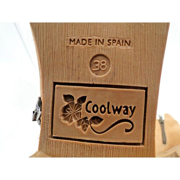Coolway‎ Shoes US 7 Booties Ankle Open Toe Suede Paisley Laser Cut Tan
